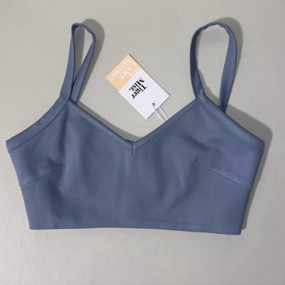Tiger mist dusty blue crop bralette top